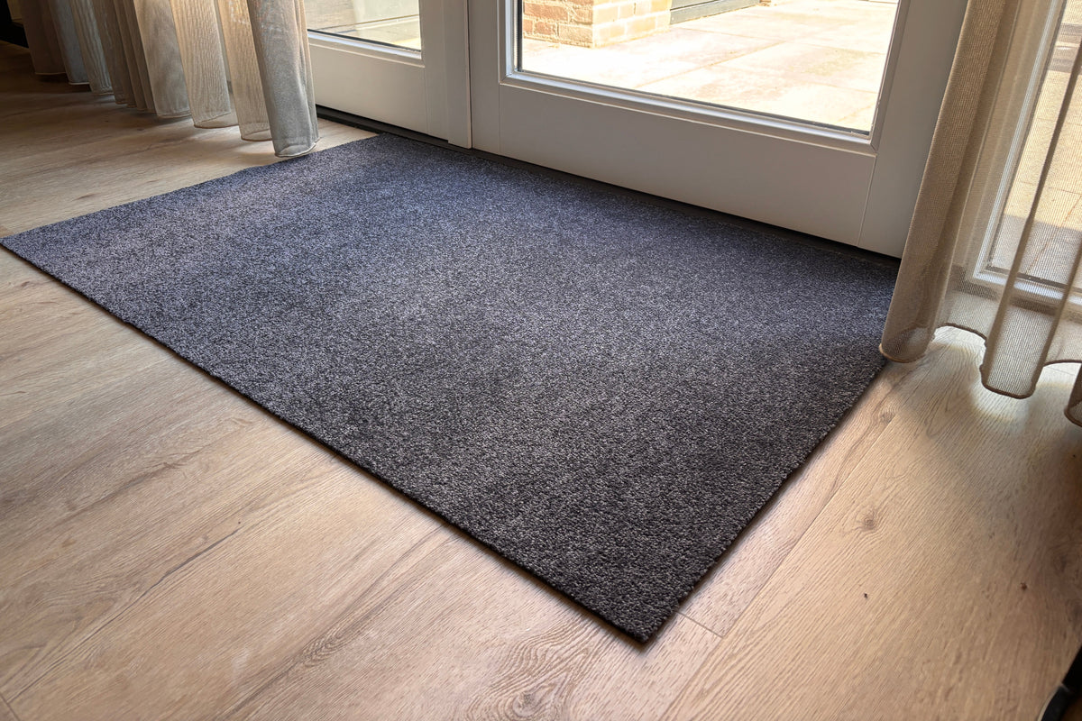 Schoonloopmat op maat Deluxe grijs, detail
