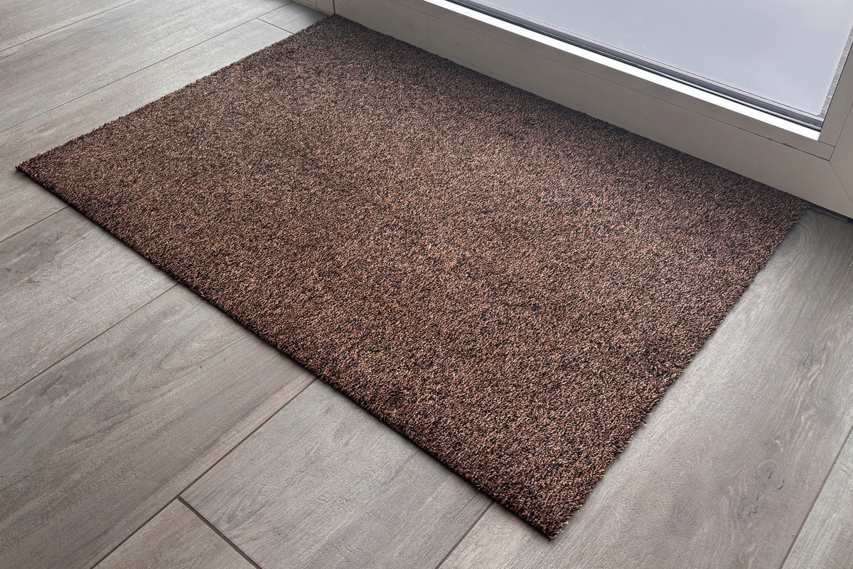 Weekmakervrije droogloopmat bruin close up